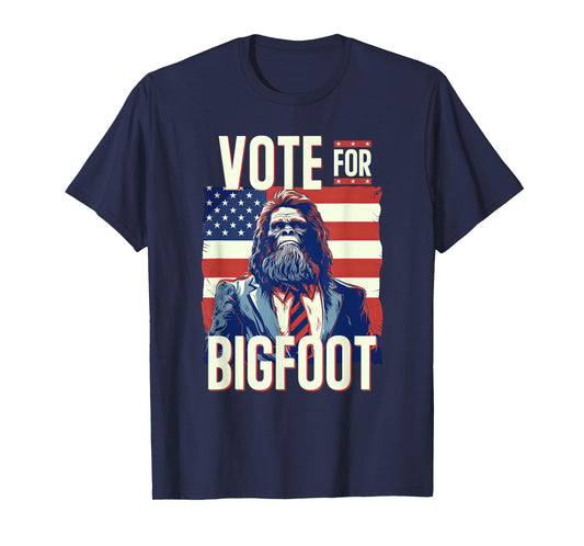 Bigfoot for President Election Vote Sasquatch USA Flag 2024 T-Shirt