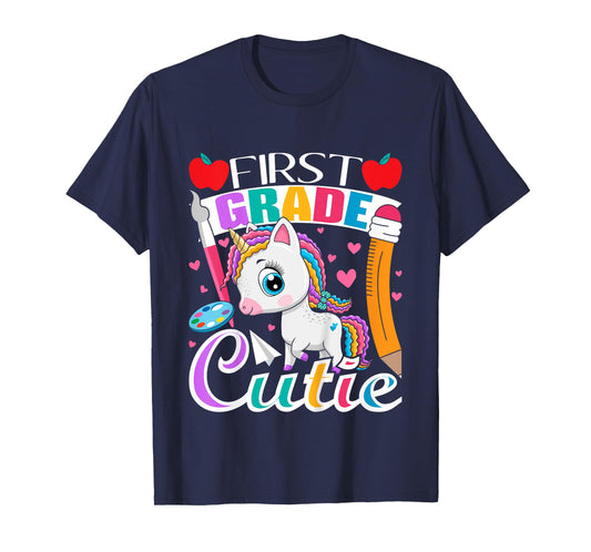 First Grade Cutie - First Day Of School Student Unicorn T-Shirt