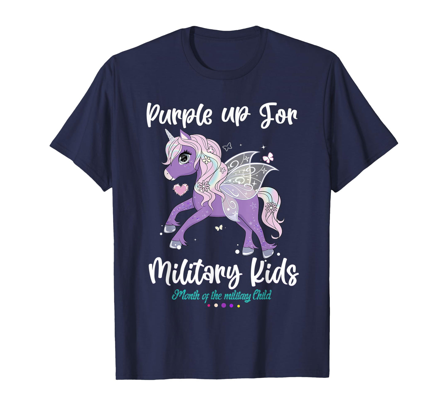 Unicorn Purple up Day For military kids CHILD Purple Up 2022 T-Shirt