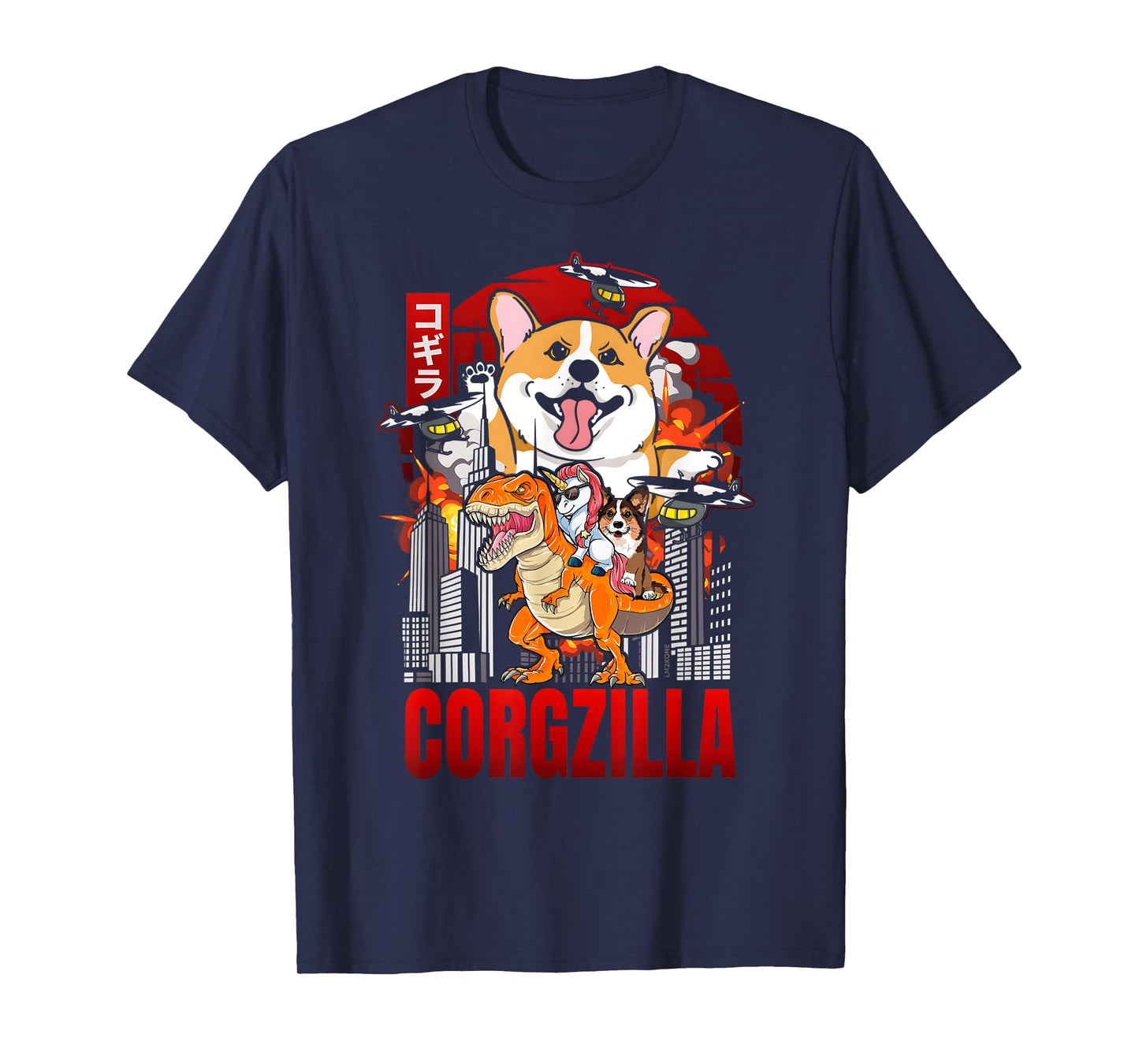 Funny Japanese Corgzilla Unicorn Funny Dog Corgi Lovers Men Women Kids T-Shirt