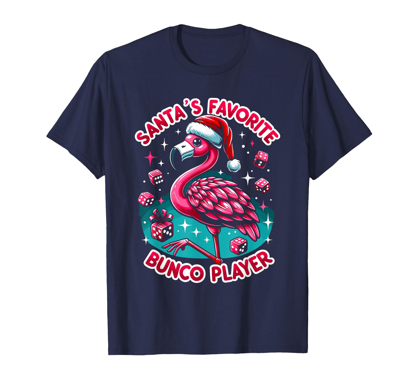 Christmas Flamingo Bunco Group Bunco Player T-Shirt