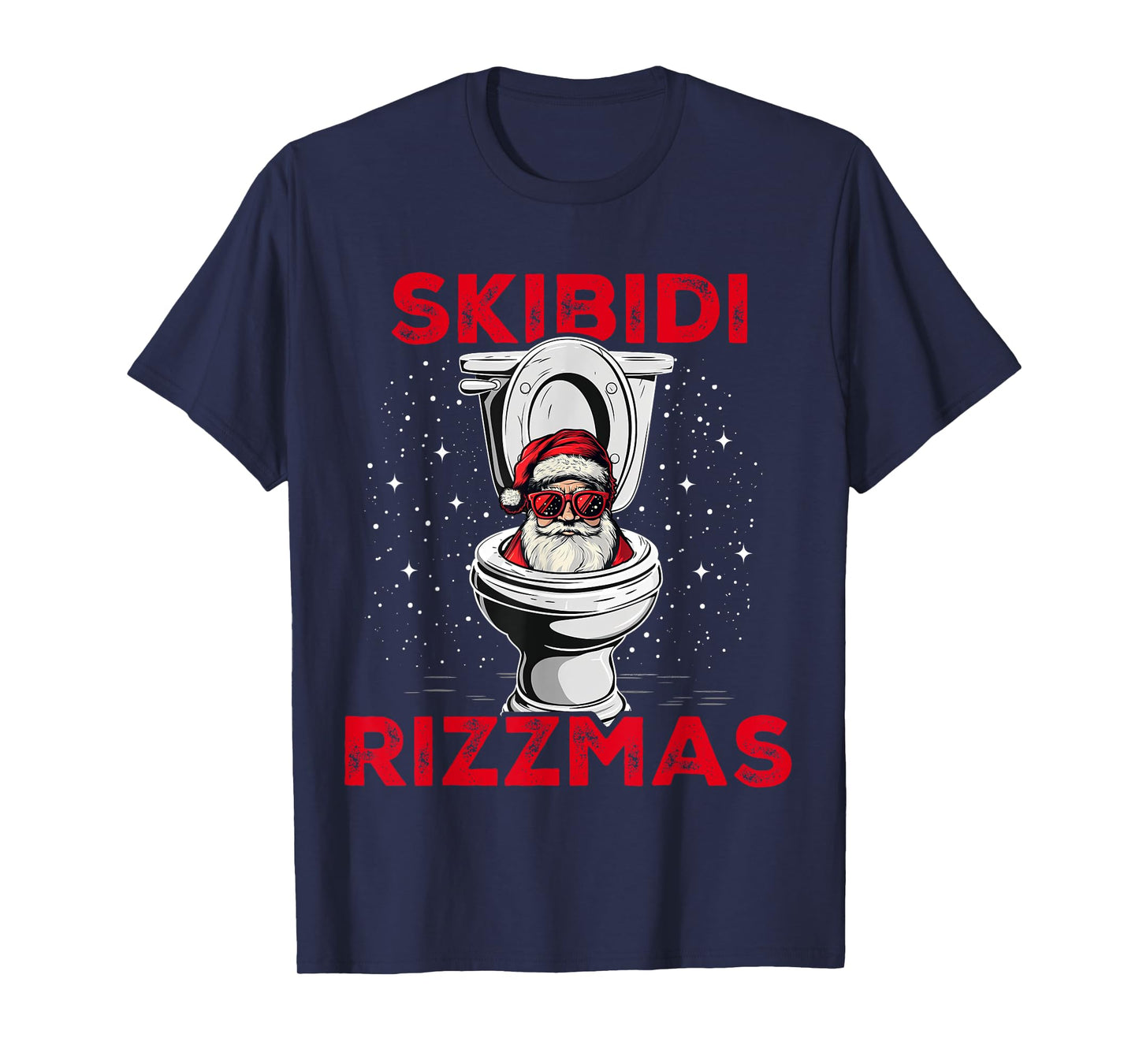 Skibidi Rizzmas Funny Santa Toilet White Elephant Christmas T-Shirt
