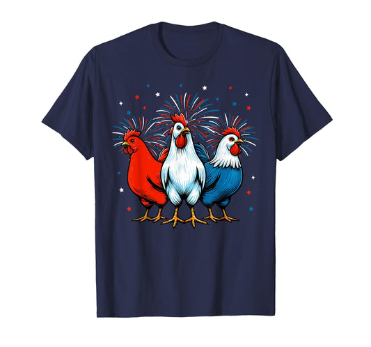 Funny 4th Of July Chickens Lover USA Flag Patriotic Chicken T-Shirt