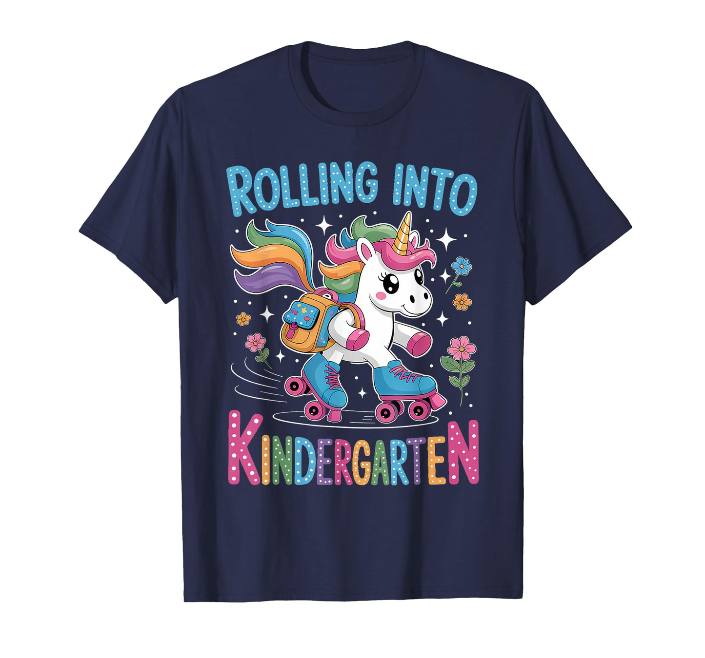 Rolling Into Kindergarten Skate Unicorn Back to School Girls T-Shirt