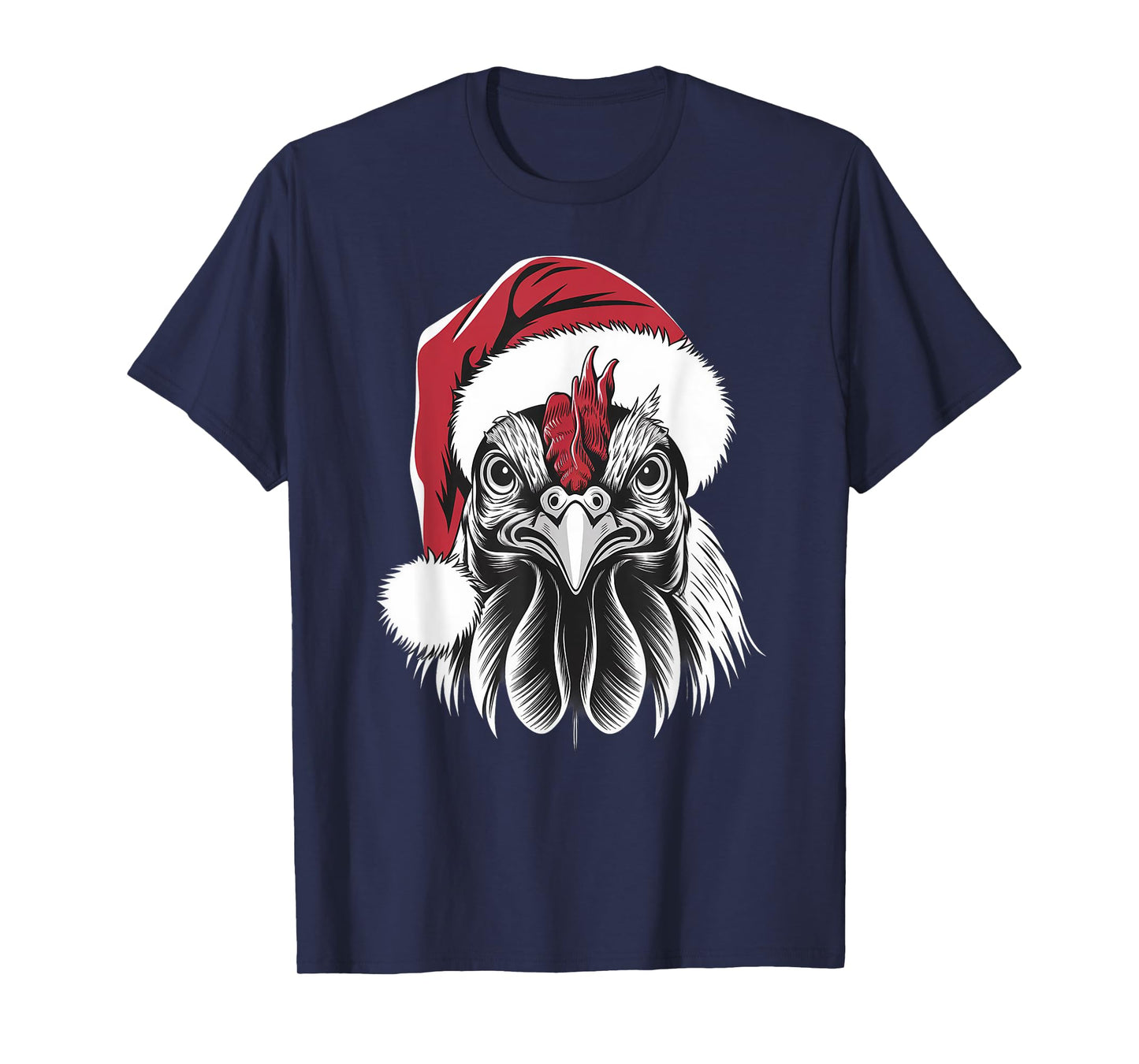 Joyful Rooster Santa on Rooster Christmas T-Shirt