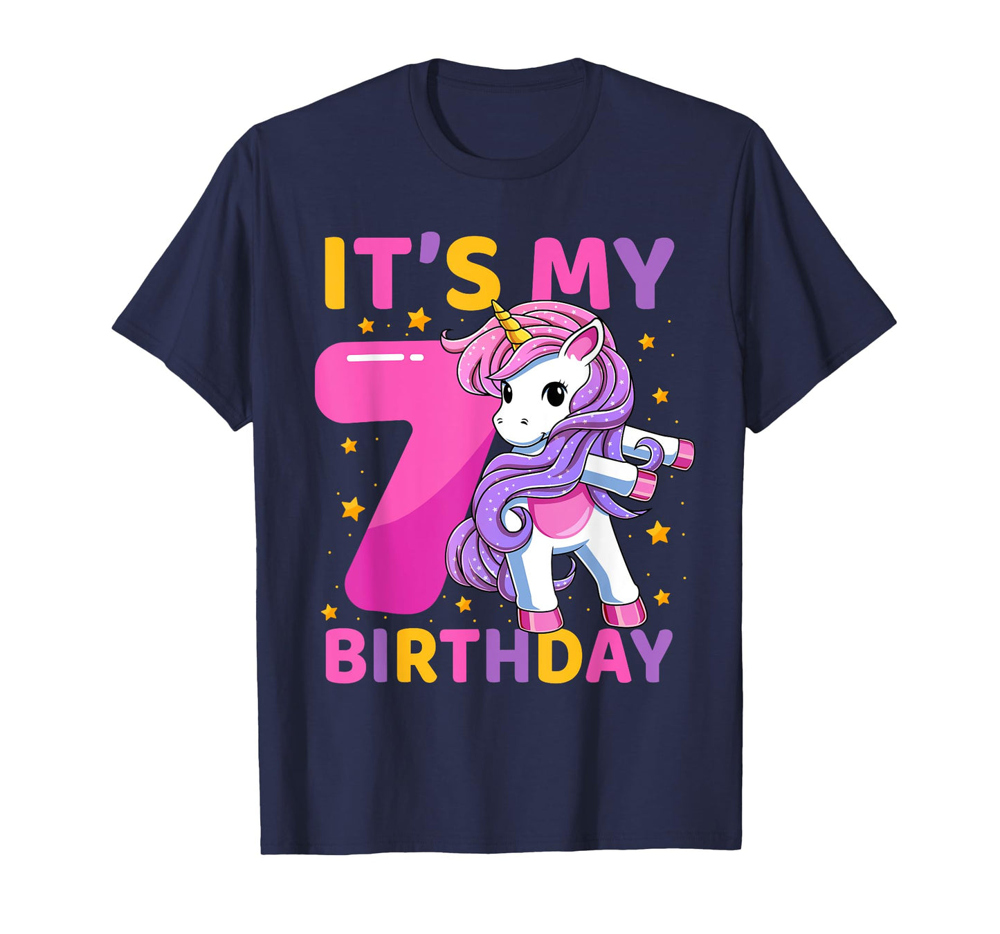 7 Years Old Unicorn Flossing 7th Birthday Party Girls Kids T-Shirt