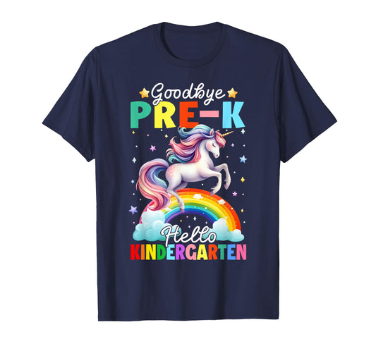 Kids Goodbye Pre-K Hello Kindergarten Unicorn Graduation T-Shirt