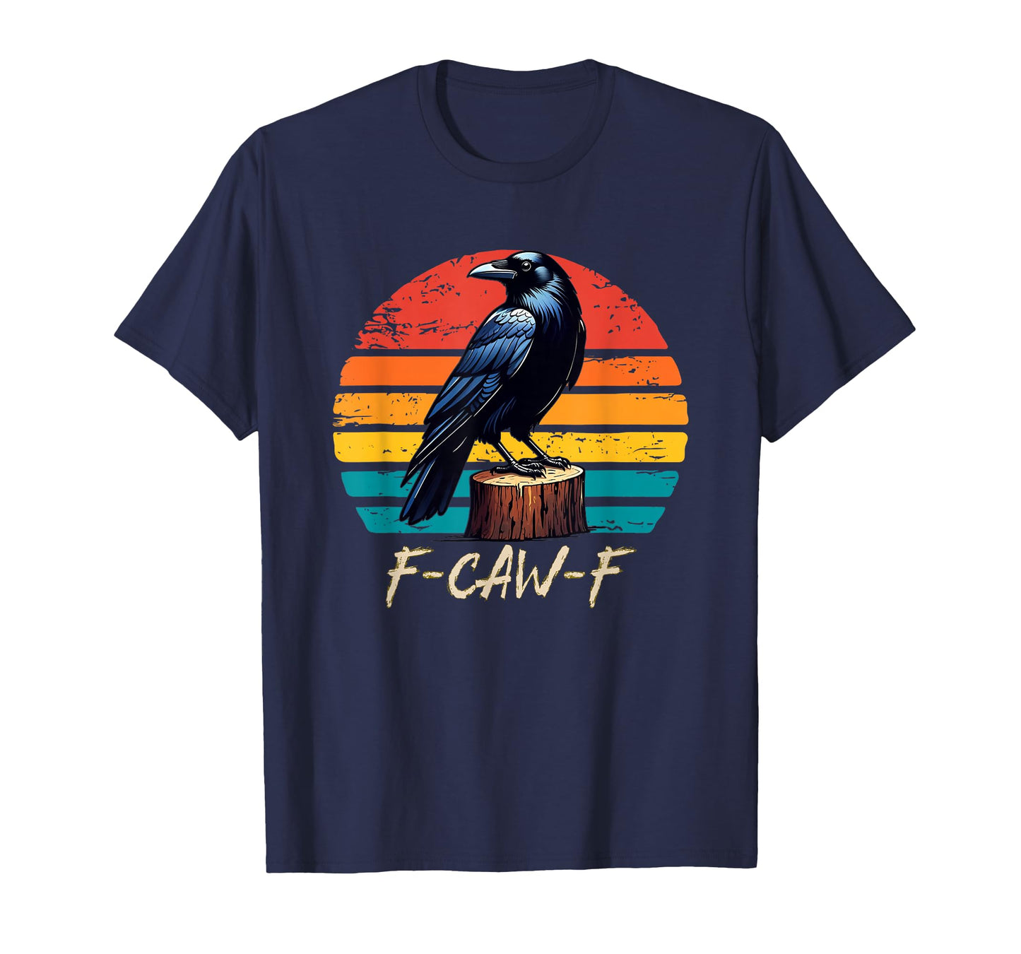 F-Caw-F Black Crow Black Bird Retro Sunset Vintage F-Caw-F T-Shirt
