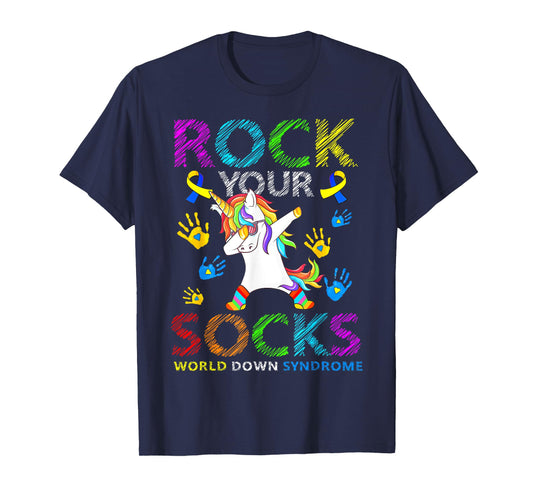 Unicorn Rock Your Socks World Down Syndrome Awareness T-Shirt