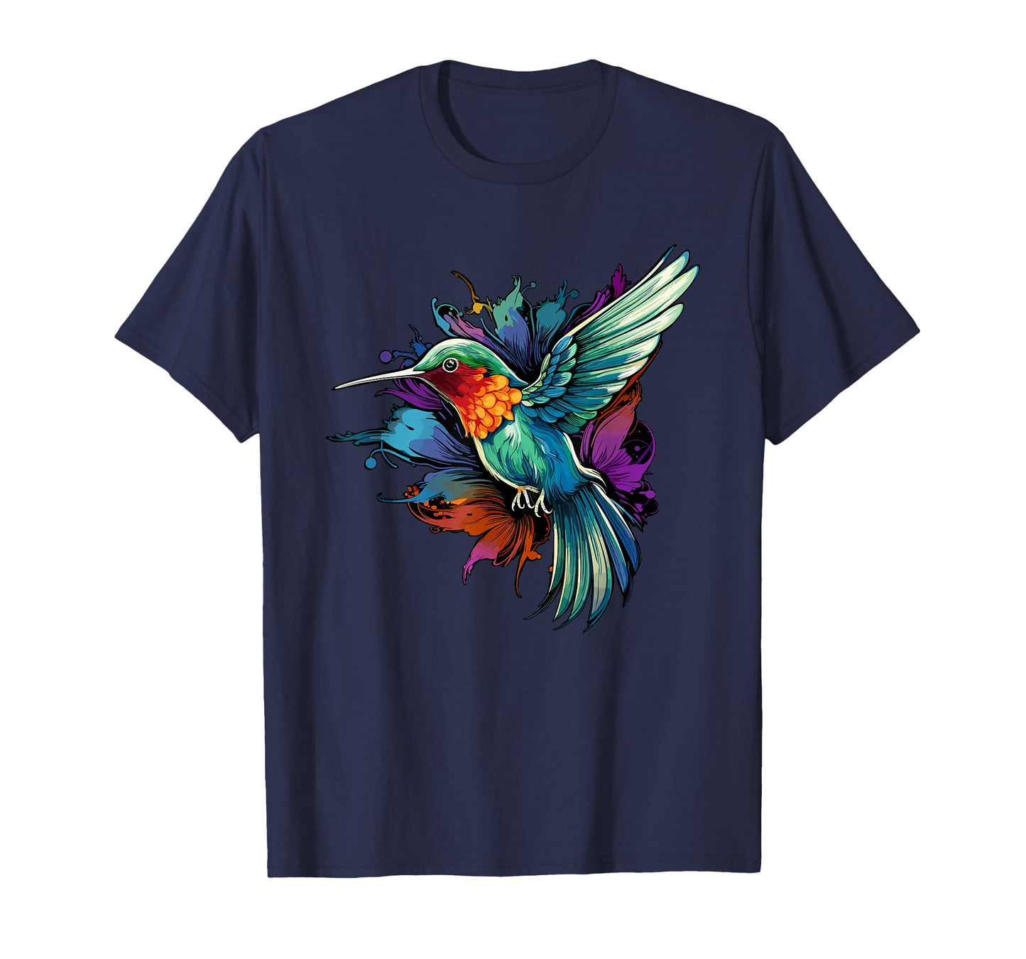 Colorful Hummingbird Art Tie-Dye Bird Watching T-Shirt