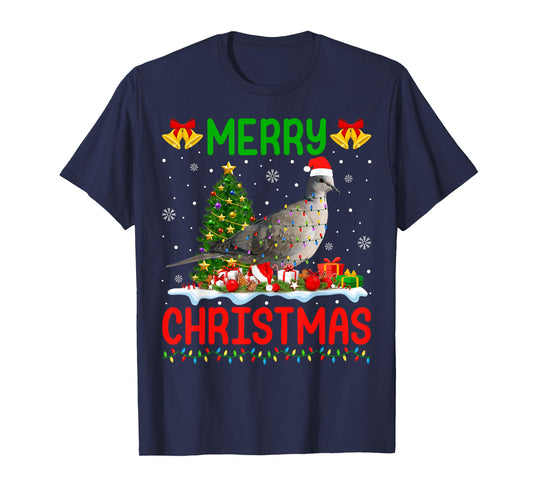 Xmas Dove Bird Lighting Santa Merry Christmas Mourning Dove T-Shirt