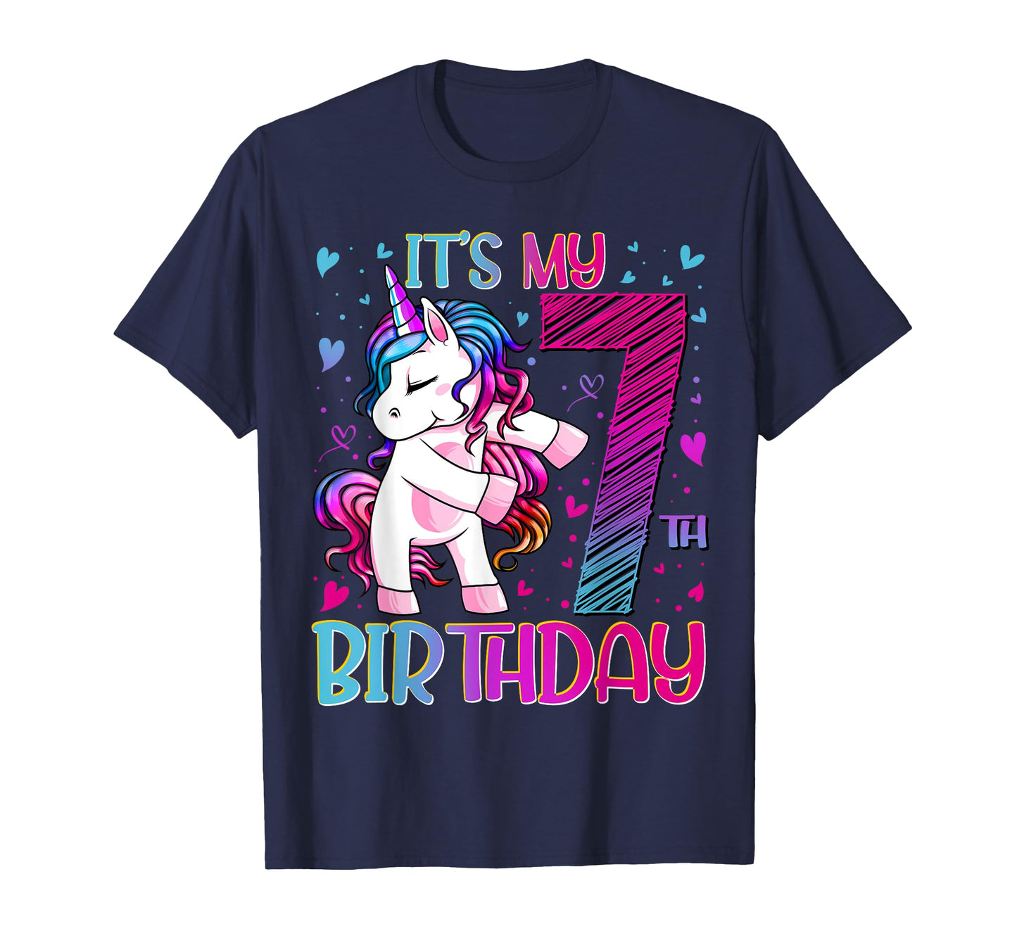 7 Year Old Gifts Unicorn Flossing 7th Birthday Girl Party T-Shirt