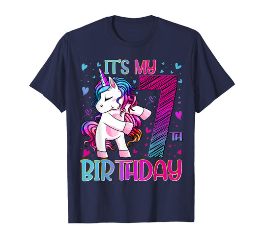 7 Year Old Gifts Unicorn Flossing 7th Birthday Girl Party T-Shirt