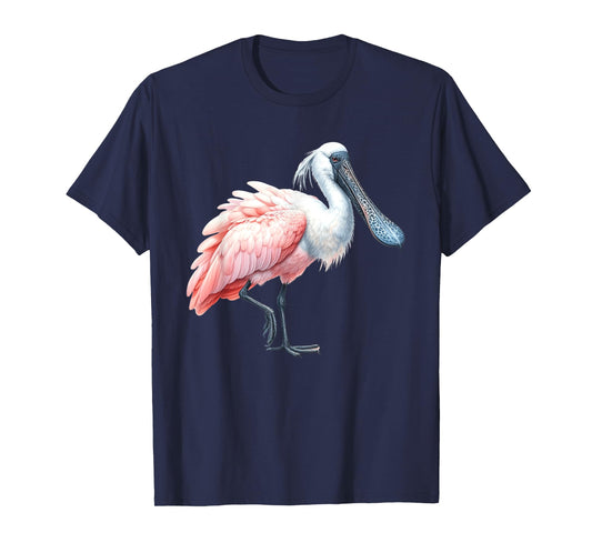 Urban Empyre Unisex Kids Roseate Spoonbill Bird T-Shirt, Black, Small, Short Sleeve, Polyester 100%
