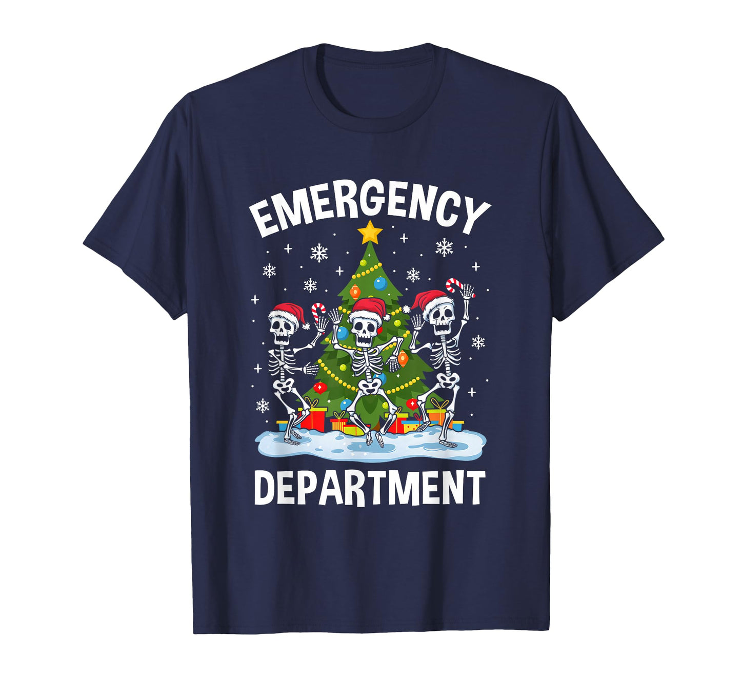 Emergency Department Christmas Holiday Skeleton Nurse Er Ed T-Shirt