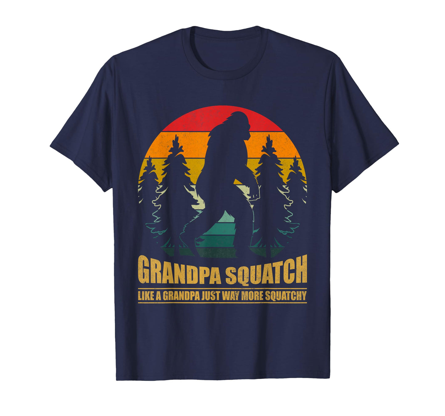 Bigfoot Grandpa Squatch Retro Funny Sasquatch Father’s Day T-Shirt