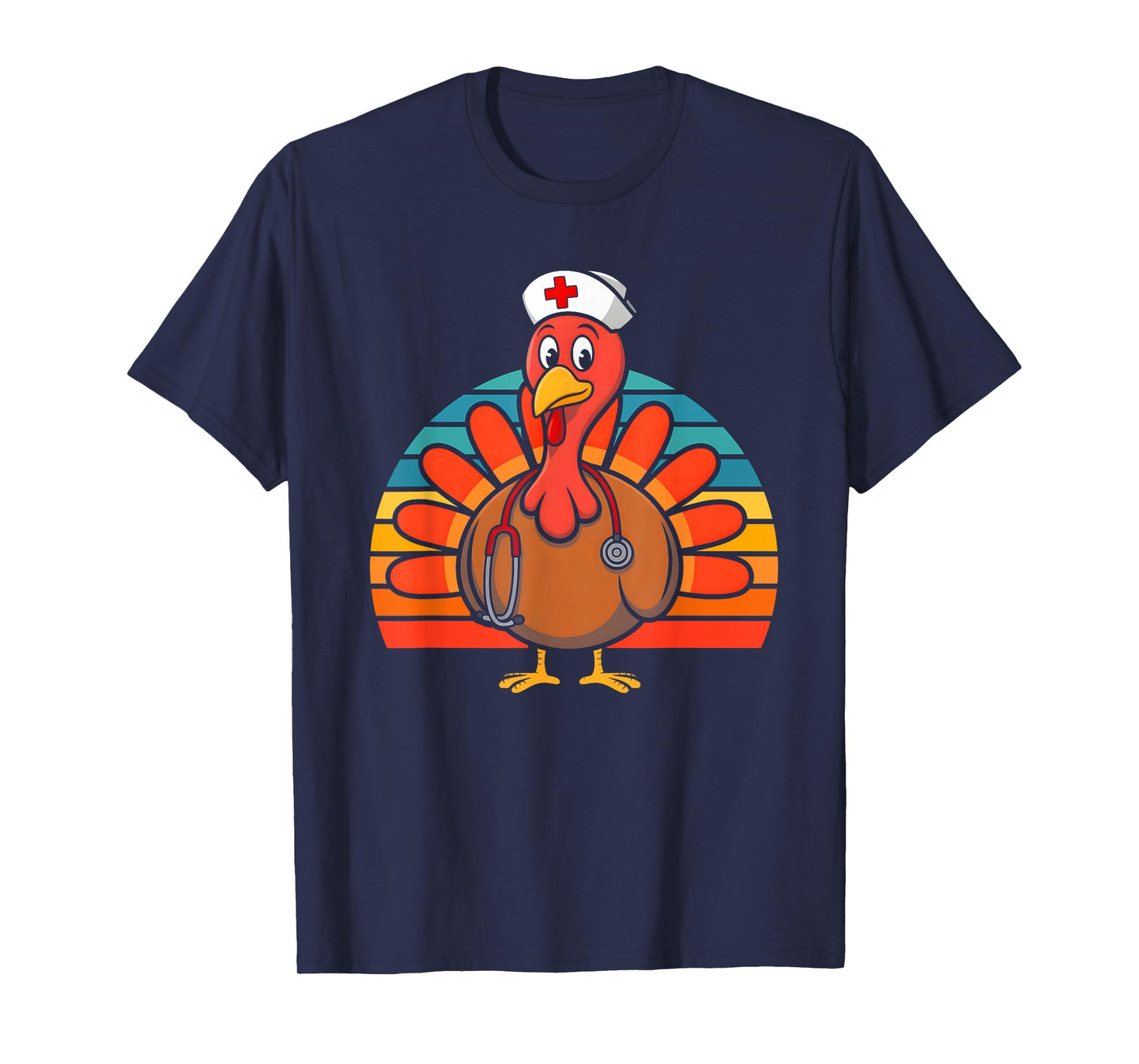 Thanksgiving Fall Autumn Scrub Tops Nursing Turkey Nurse T-Shirt