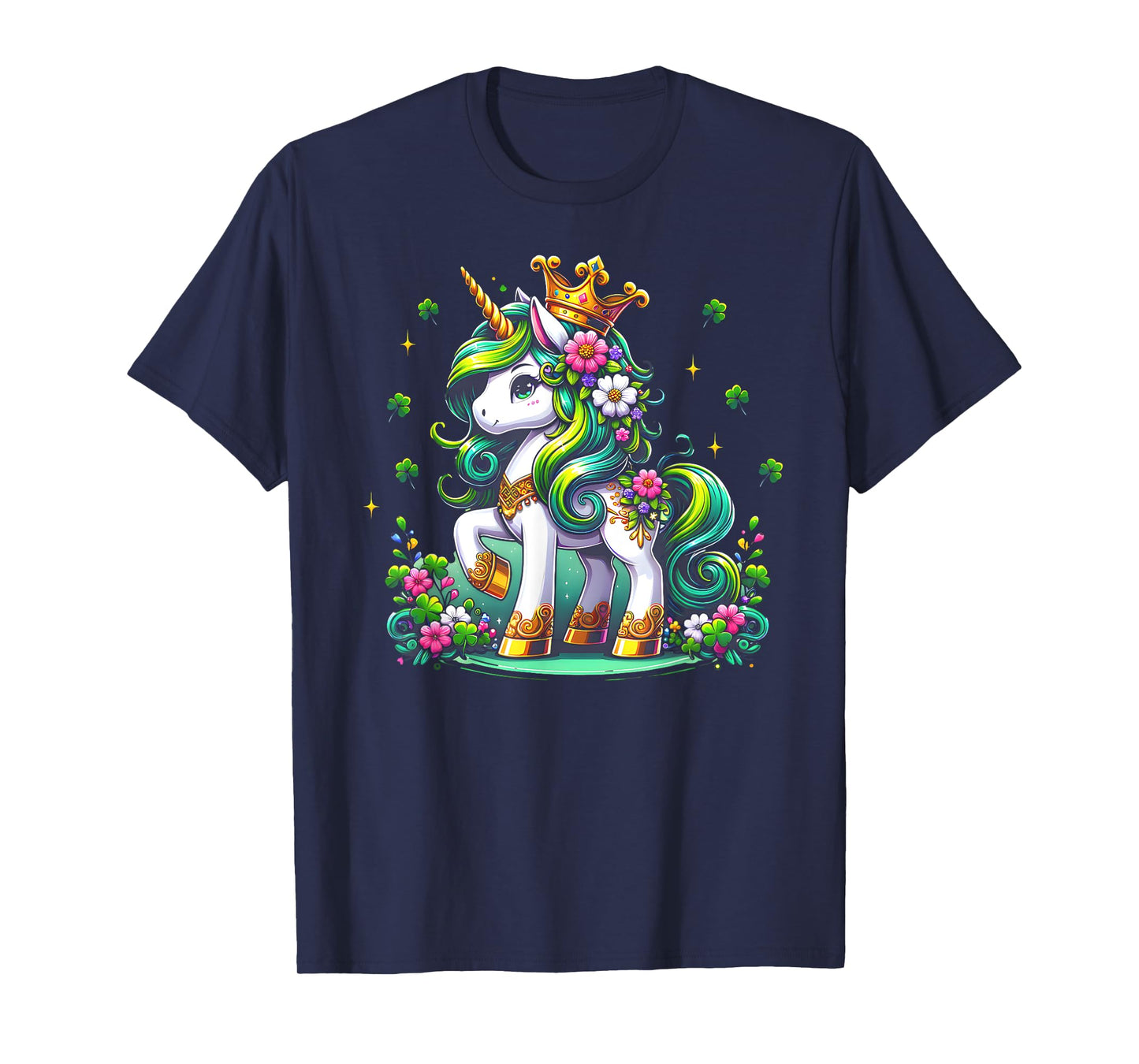 Cute Unicorn Shamrock St Patricks Day Girls Kids Lepricorn T-Shirt