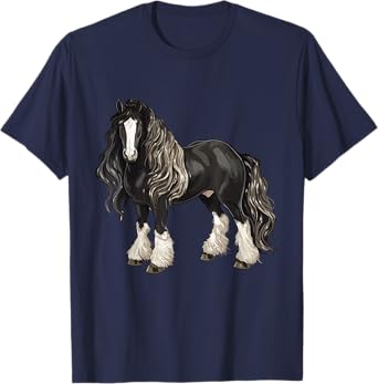 Black Gypsy Vanner Horse Lover Riding Equestrian T-Shirt