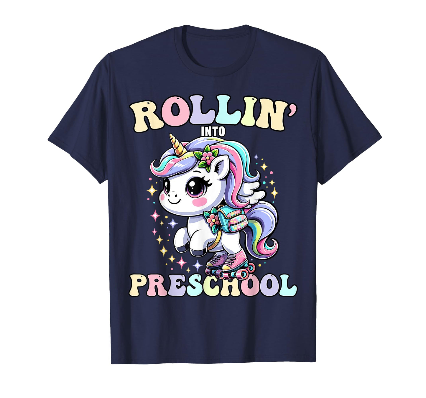 Preschool Back To School First Day Girls PreK Rollin Unicorn T-Shirt