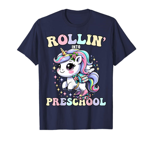 Preschool Back To School First Day Girls PreK Rollin Unicorn T-Shirt