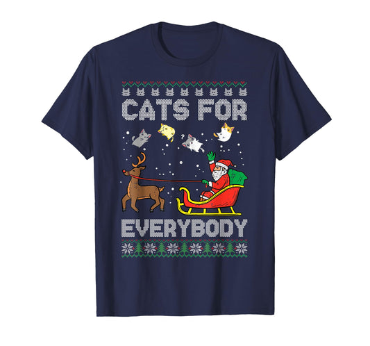 Santa Cats For Everybody Christmas Cat Pajamas Women Men T-Shirt