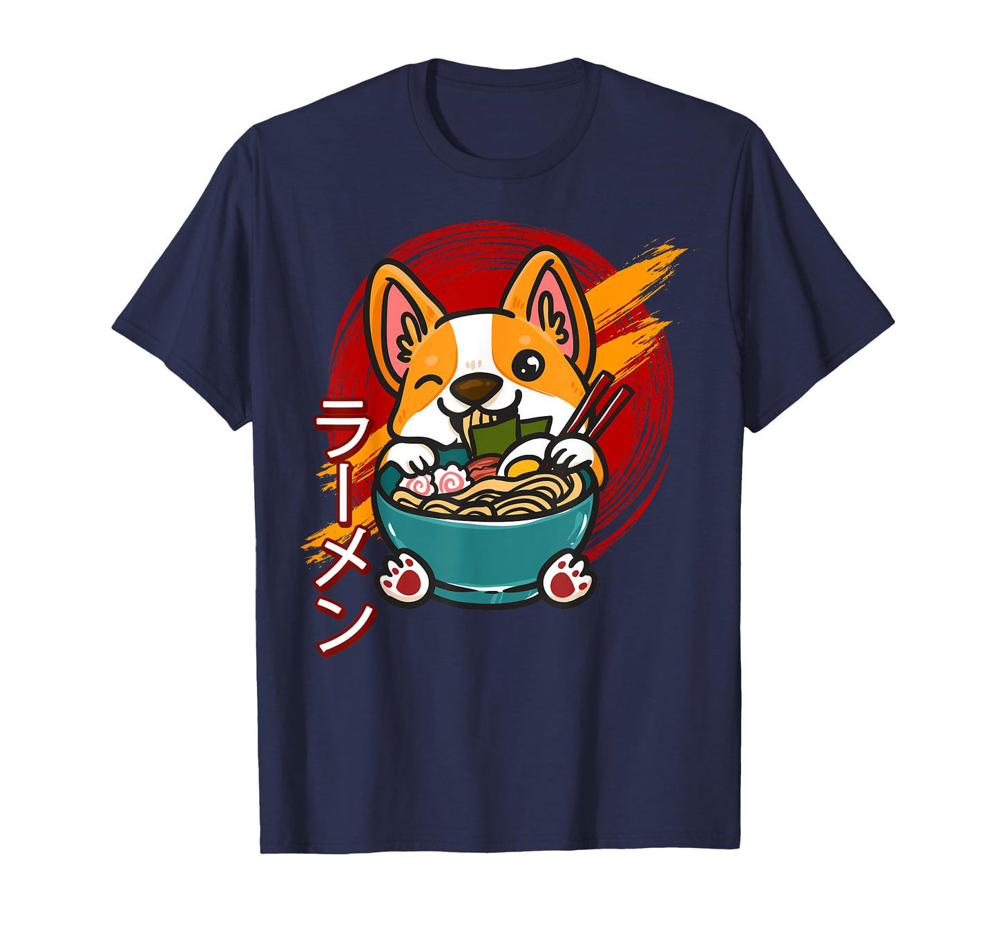 Corgi Eating Ramen Cute Kawaii Dog Japanese Noodles Japan T-Shirt