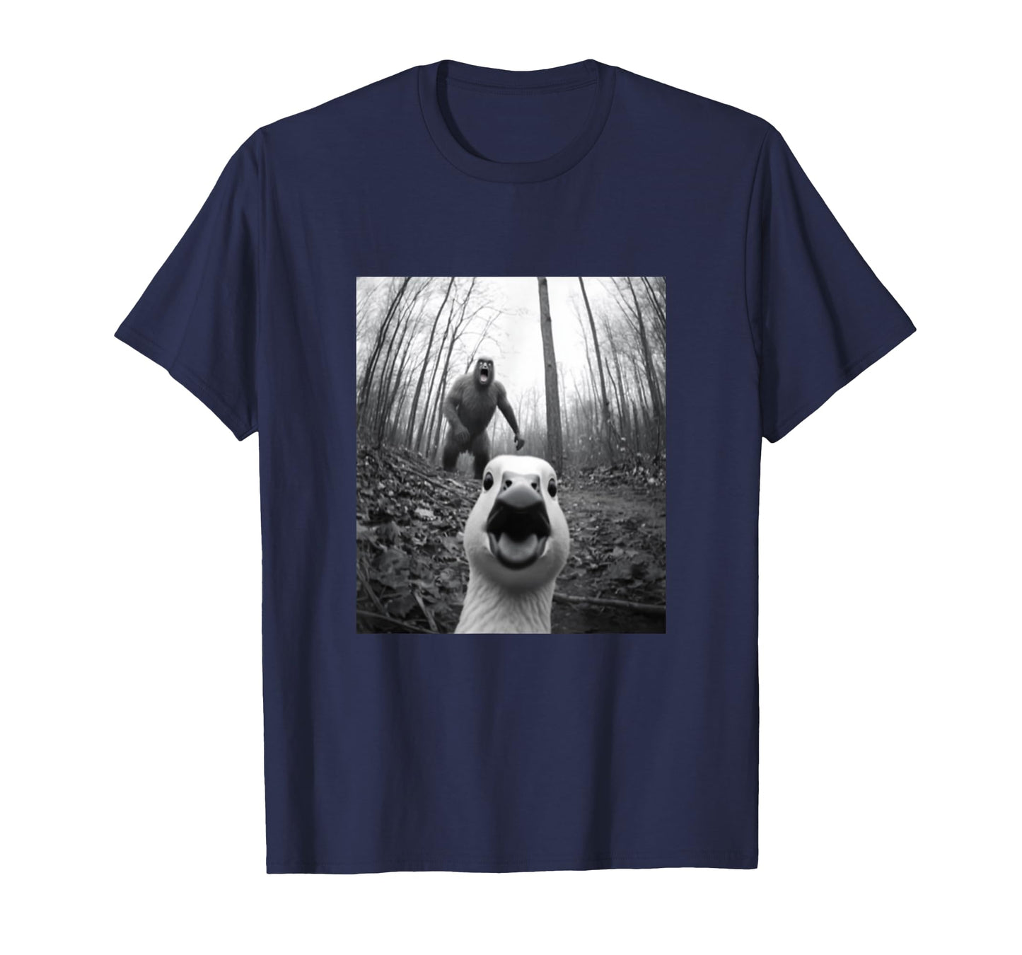 Silly Goose Bigfoot Selfie Funny Duck Men Women Kids Animal T-Shirt