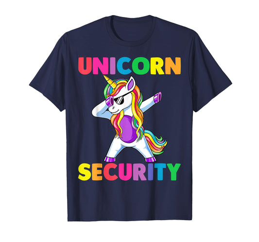 Halloween Dad Mom Daughter Adult Costume, Unicorn Security T-Shirt