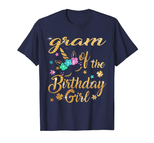 Gram of The Birthday Girl Unicorn Grandma T-Shirt
