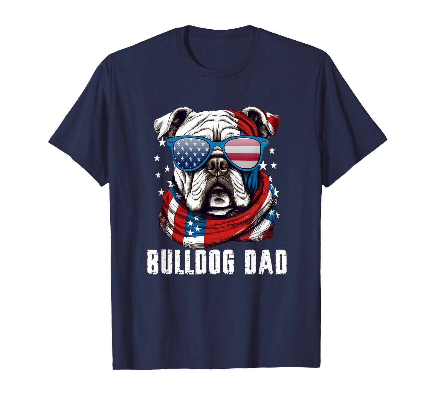 American Bulldog Dad USA Flag 4th of July Dog Father T-Shirt