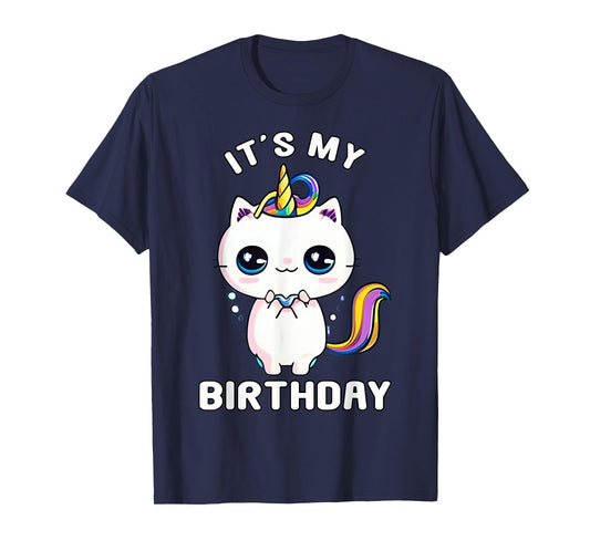It's My Birthday Caticorn Meowgical Cat Kittycorn Unicorn T-Shirt for Men Women Girls Kids