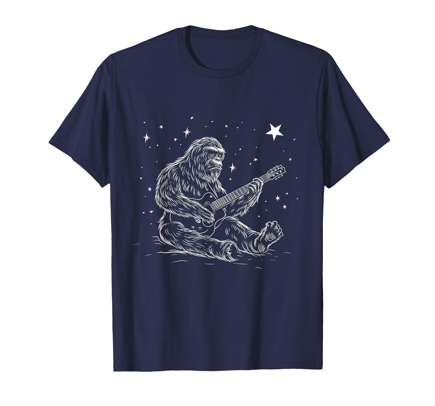 Bigfoot Playing Guitar Player Funny Sasquatch Guitarist T-Shirt