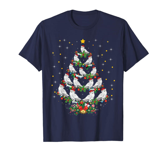 Snowy Owl Bird Lover Xmas Gift Snowy Owl Christmas Tree T-Shirt
