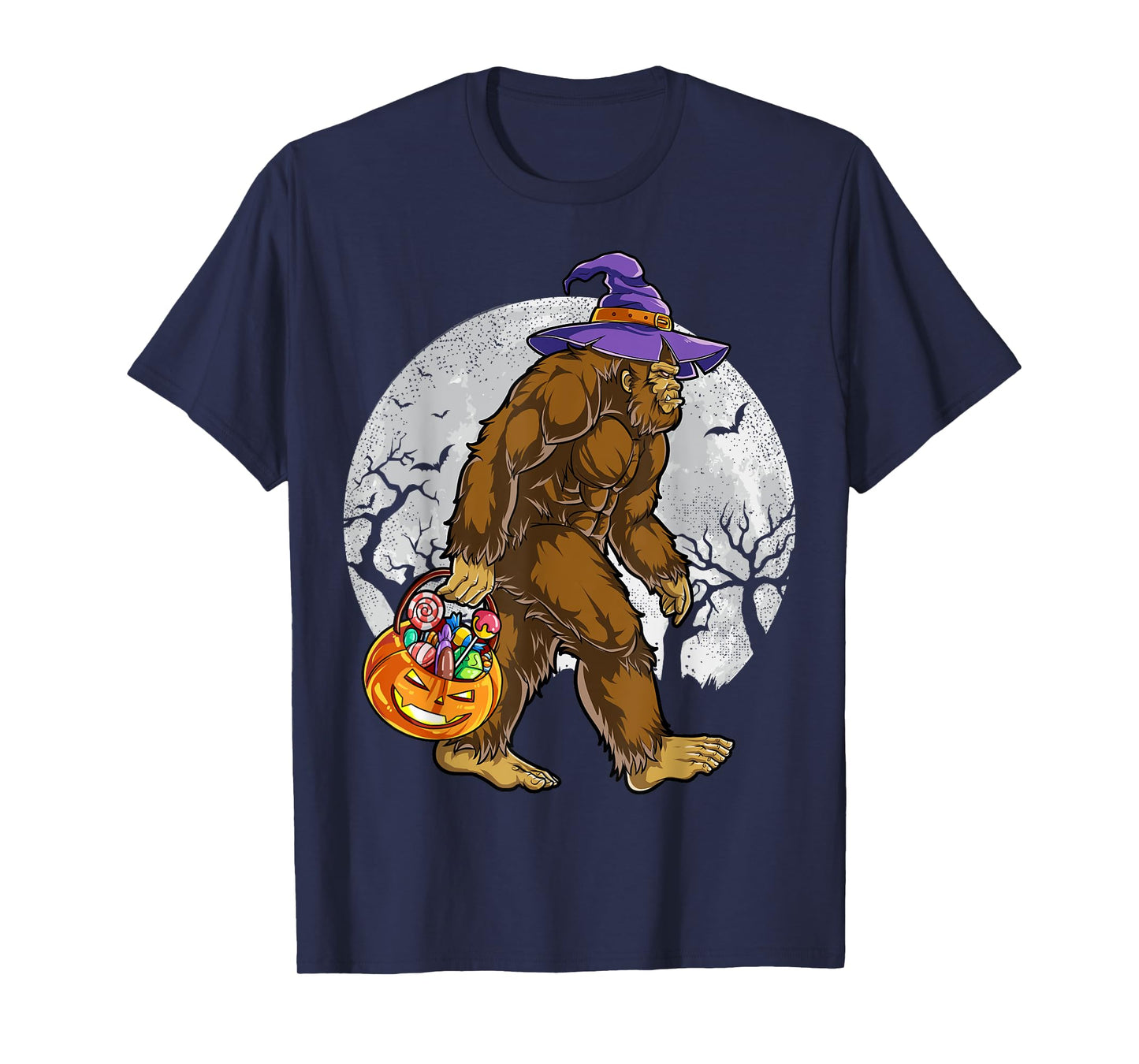 Bigfoot Witch Pumpkin Halloween Girls Women Sasquatch Lovers T-Shirt