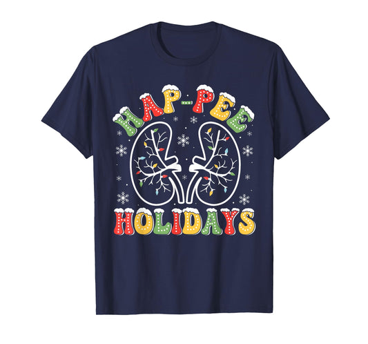 Hap-pee Holidays Groovy Dialysis Nurse Christmas Xmas Vibes Unisex-Adults T-Shirt