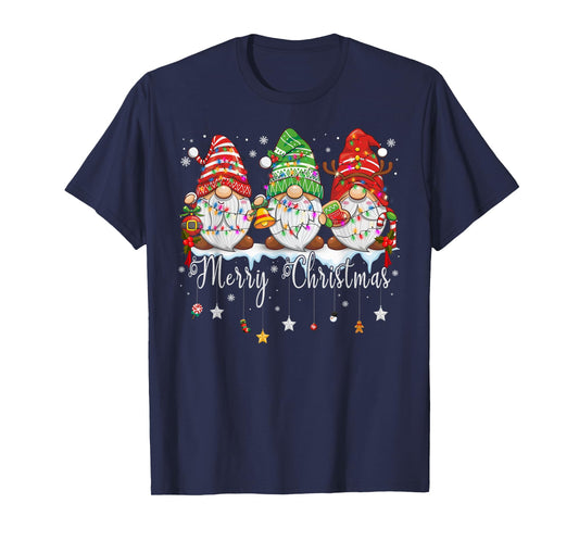 Cute Gnomes Merry Christmas Light Family Gnome Xmas Matching T-Shirt