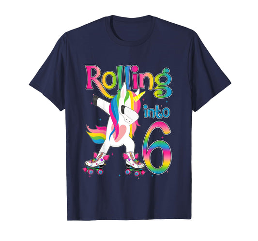 Rolling Into 6 years Let's Roll I'm Turning 6 Roller Skate T-Shirt