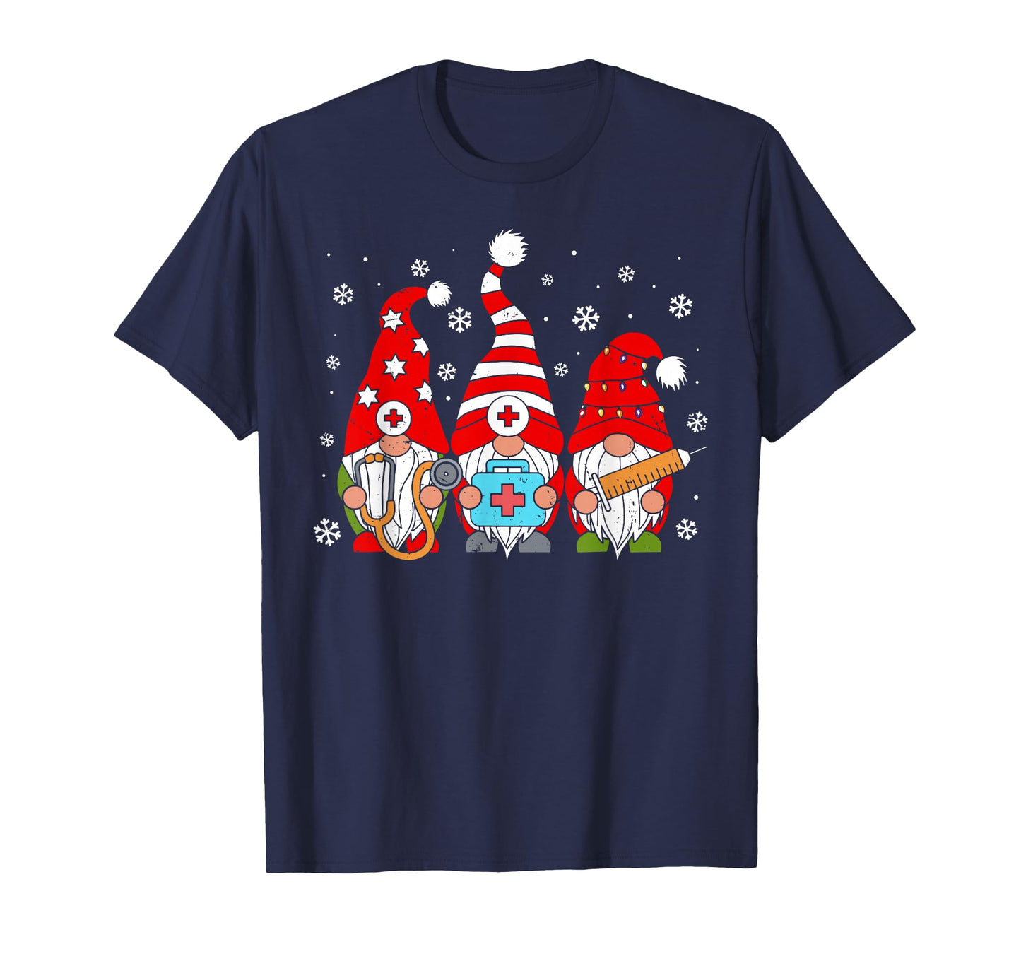Nurse Christmas Gnomes Xmas Scrub Top ER Rn Nursing Gnomies T-Shirt