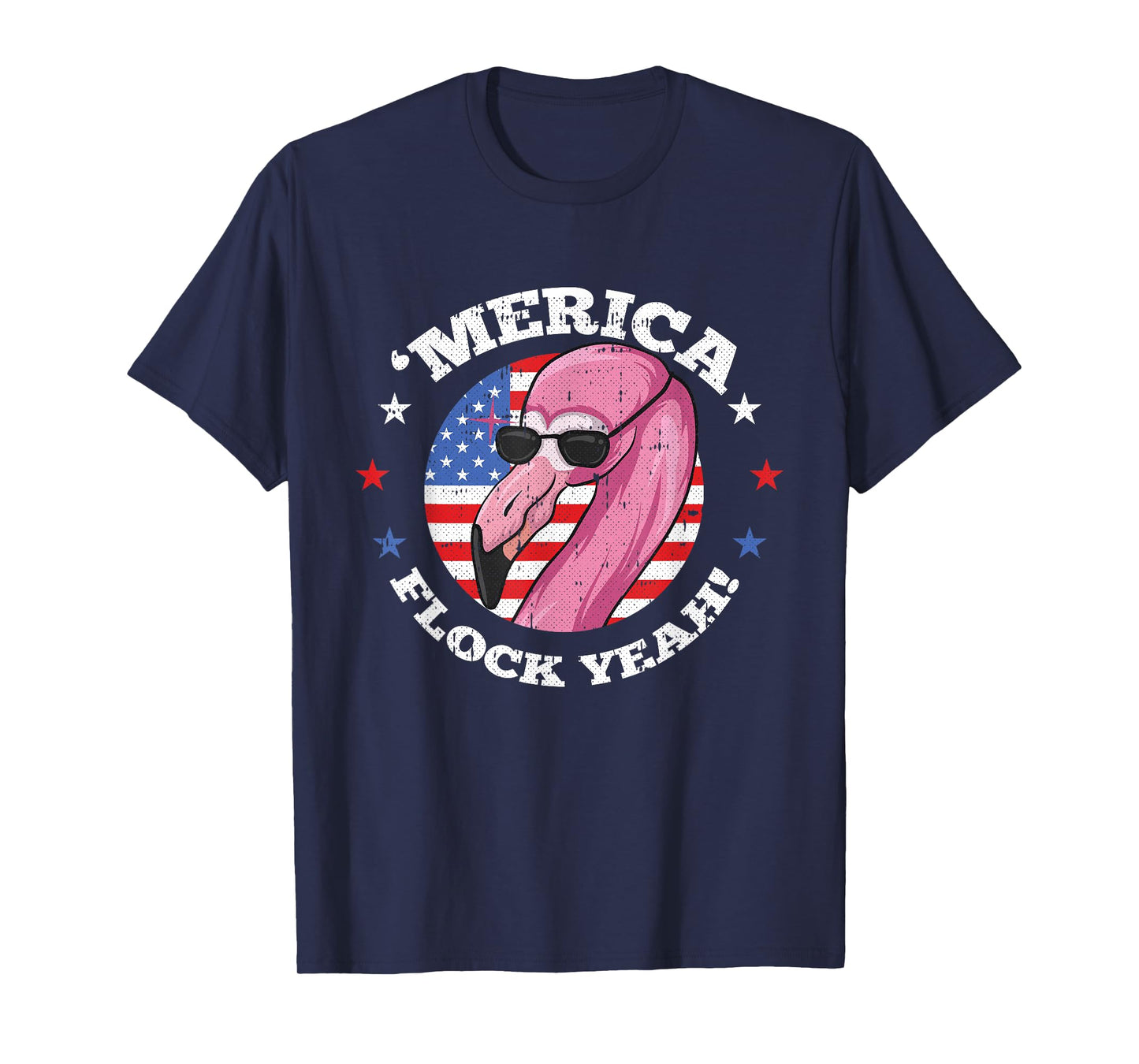 Merica 4th Of July Flamingo Flock Patriotic American Flag T-Shirt