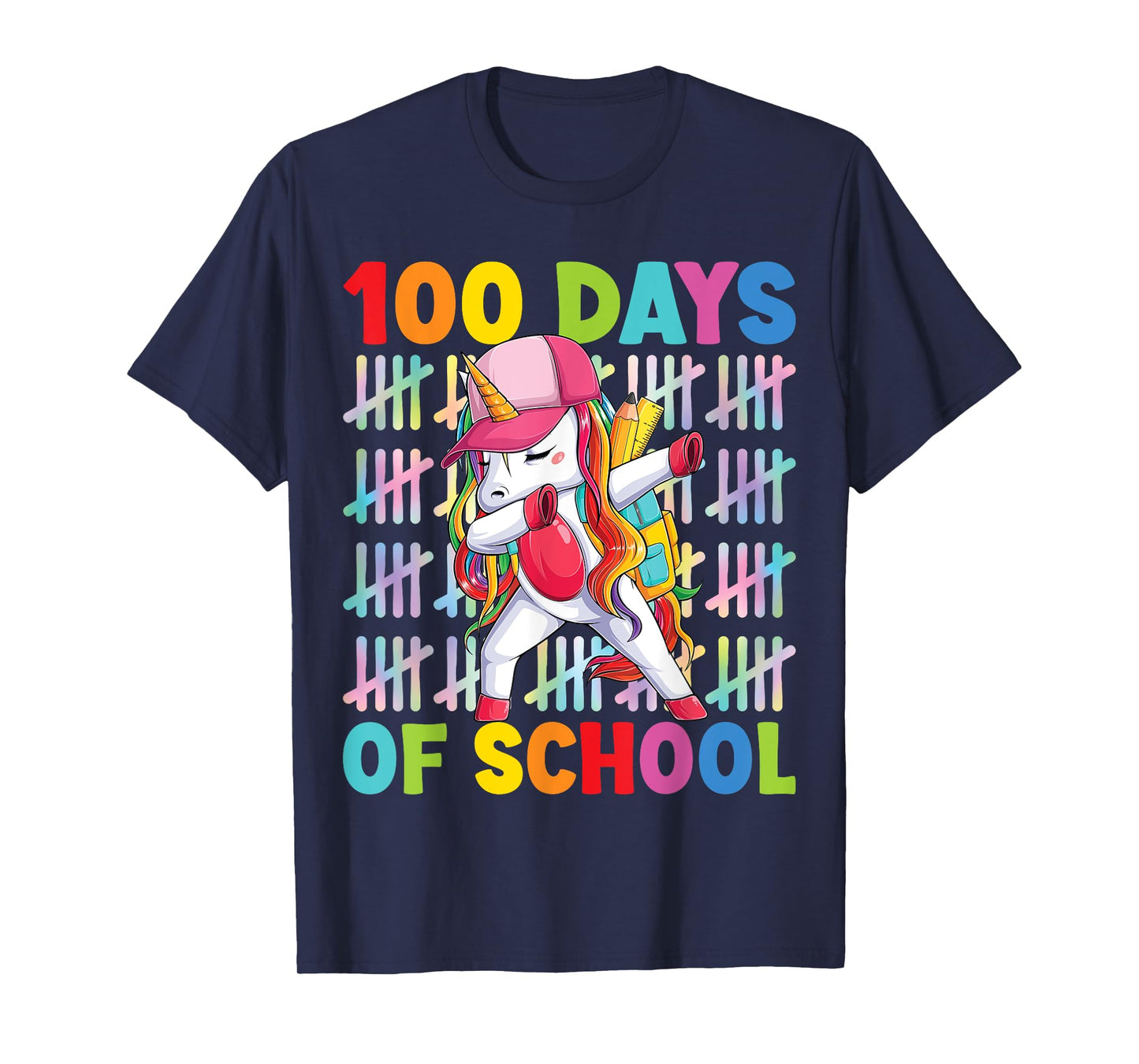 100 Days Of School Unicorn Dabbing Kids Girl T-Shirt