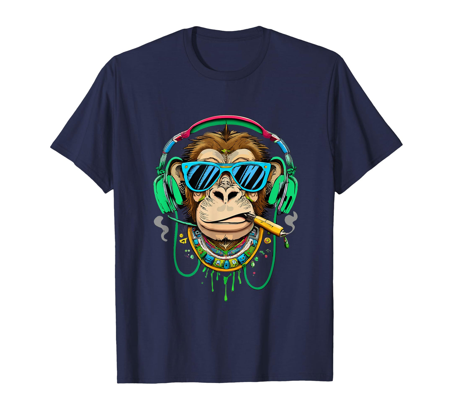 Monkey smoking cannabis, marijuana enjoys songs T-Shirt
