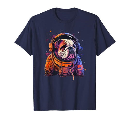 Funny Bulldog Dog Astronaut In the Space Men Women Kids T-Shirt