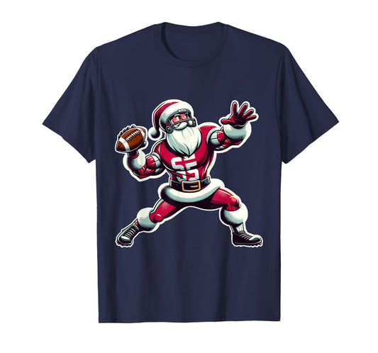 Christmas American Football Player Xmas For Men Boys PJ T-Shirt