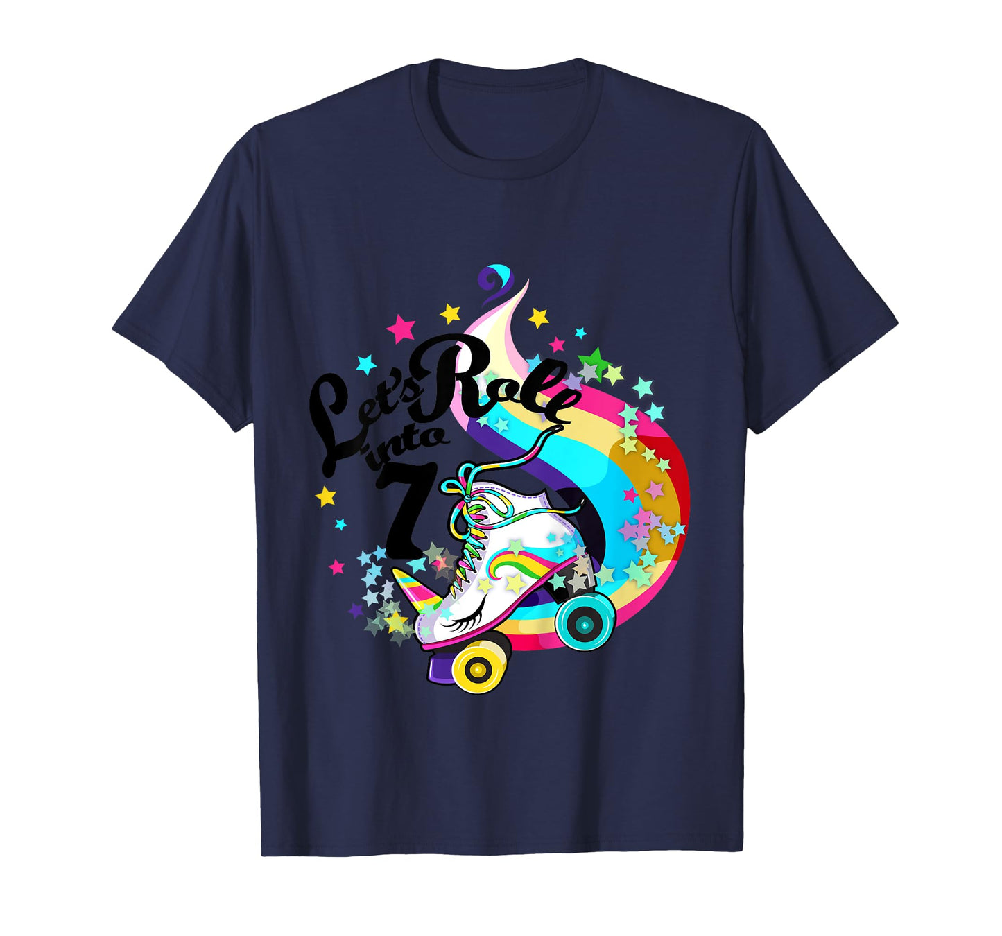 7 Year Old Birthday Shirt Girl Roller Skate Unicorn Outfit T-Shirt