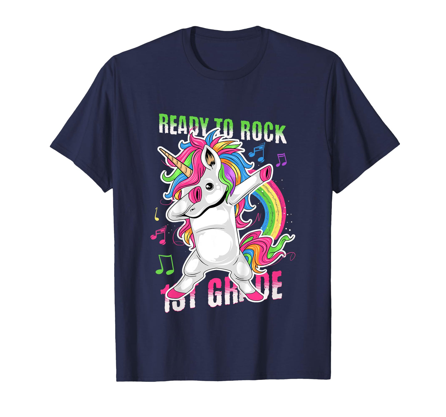 Kids Cute Girls Unicorn Ready To Rock 1st Grade Graphic T-Shirt