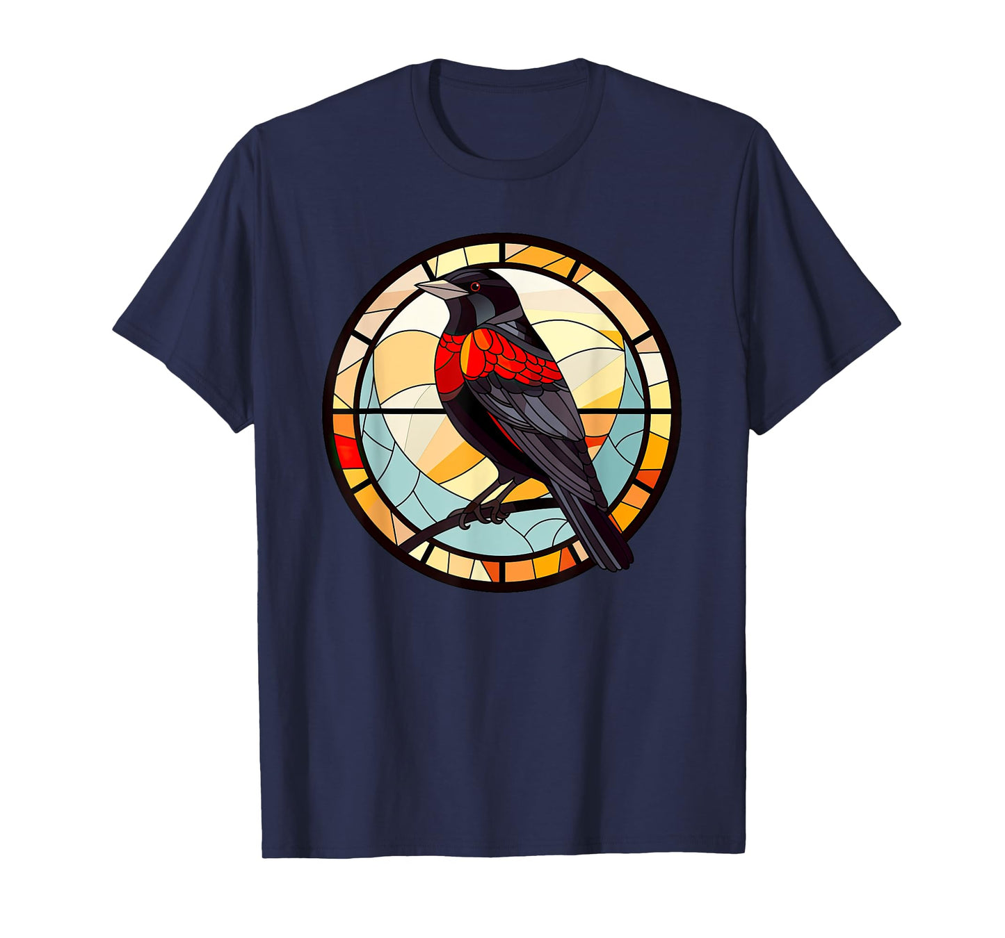 Red Winged Blackbird StainedGlass Red-Winged Blackbird Lover T-Shirt