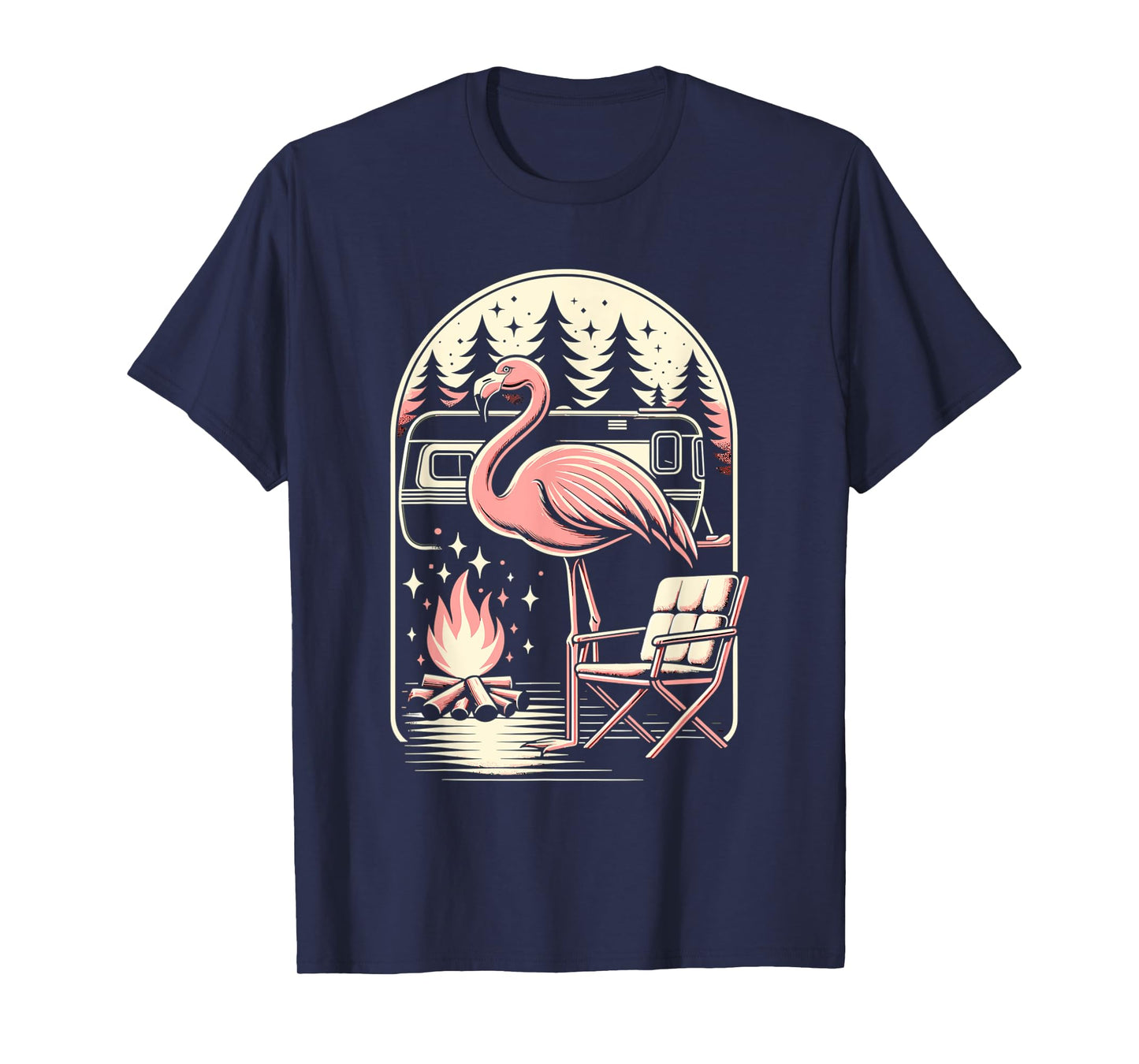 Funny Camping Flamingo Camper Camp Outdoor Travel Nature T-Shirt