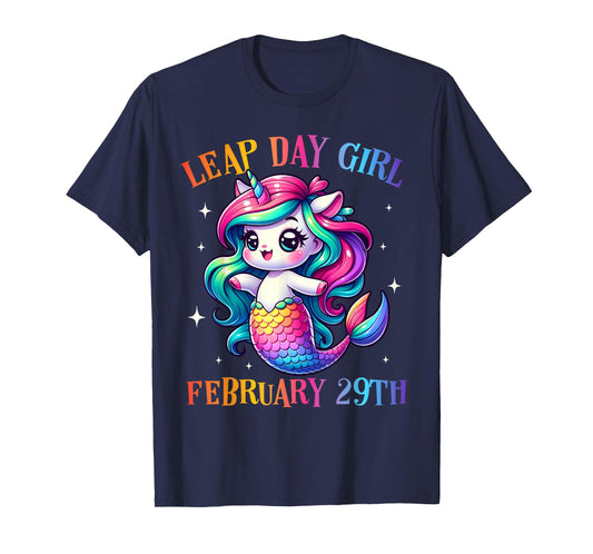 Leap Year Girl Mermicorn Leap Day Feb 29 Birthday Girls T-Shirt