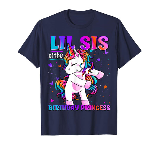 Lil Sis of the Birthday Princess Flossing Unicorn Lil Sister T-Shirt